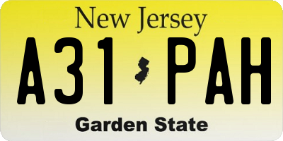 NJ license plate A31PAH