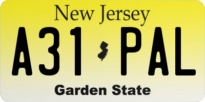 NJ license plate A31PAL