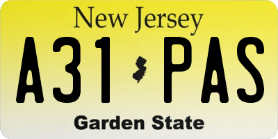 NJ license plate A31PAS