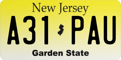 NJ license plate A31PAU