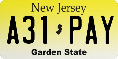NJ license plate A31PAY
