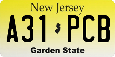 NJ license plate A31PCB