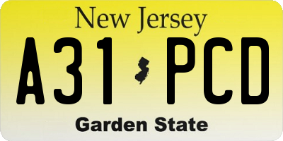 NJ license plate A31PCD