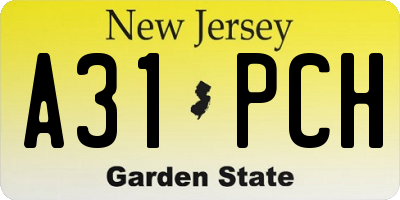 NJ license plate A31PCH