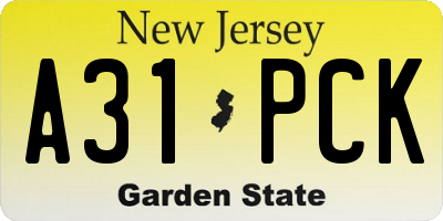 NJ license plate A31PCK