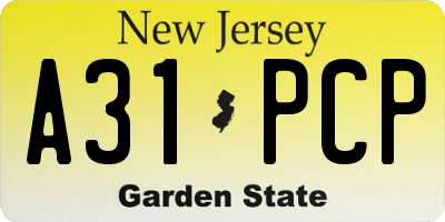 NJ license plate A31PCP