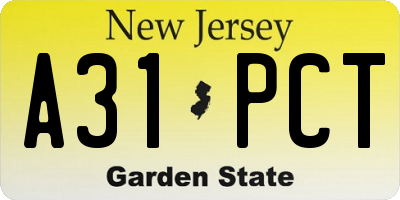NJ license plate A31PCT