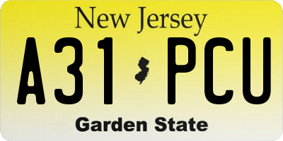 NJ license plate A31PCU