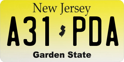 NJ license plate A31PDA