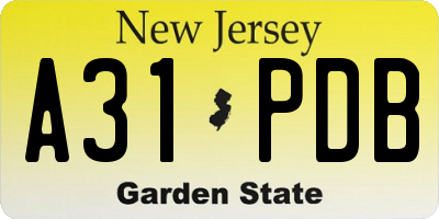 NJ license plate A31PDB