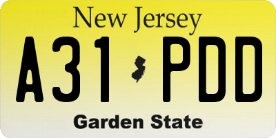NJ license plate A31PDD