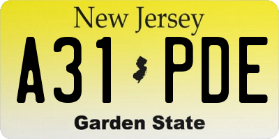 NJ license plate A31PDE