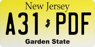 NJ license plate A31PDF