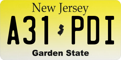 NJ license plate A31PDI
