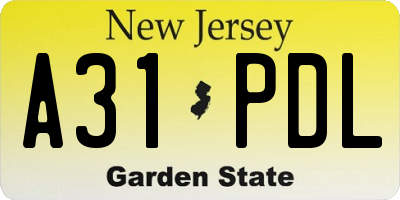 NJ license plate A31PDL