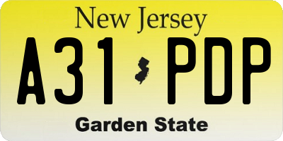 NJ license plate A31PDP