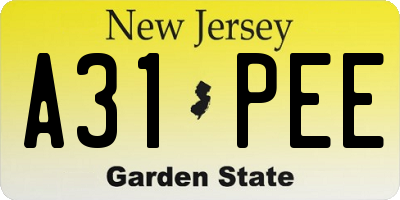 NJ license plate A31PEE