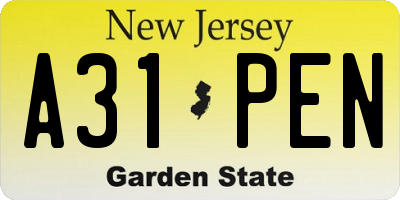 NJ license plate A31PEN