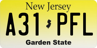 NJ license plate A31PFL