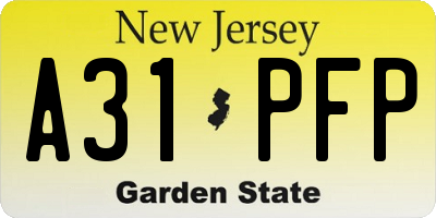 NJ license plate A31PFP