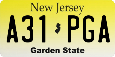 NJ license plate A31PGA