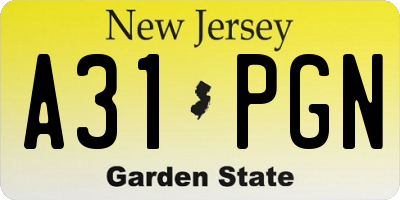 NJ license plate A31PGN