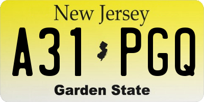 NJ license plate A31PGQ