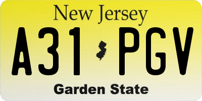NJ license plate A31PGV