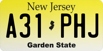 NJ license plate A31PHJ