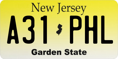 NJ license plate A31PHL