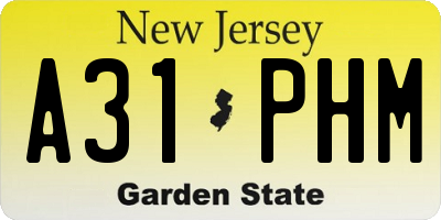 NJ license plate A31PHM