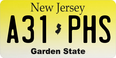 NJ license plate A31PHS