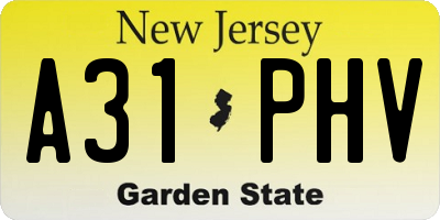 NJ license plate A31PHV