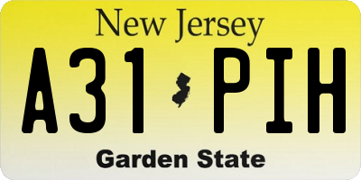 NJ license plate A31PIH