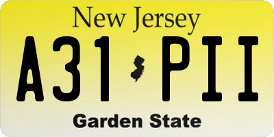 NJ license plate A31PII