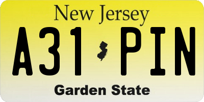 NJ license plate A31PIN