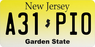 NJ license plate A31PIO