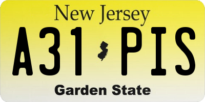 NJ license plate A31PIS