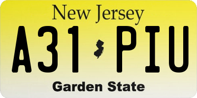 NJ license plate A31PIU