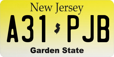 NJ license plate A31PJB
