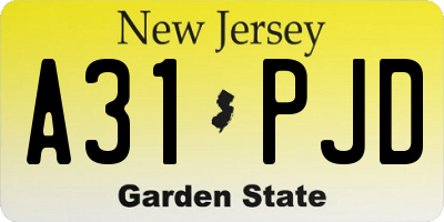 NJ license plate A31PJD