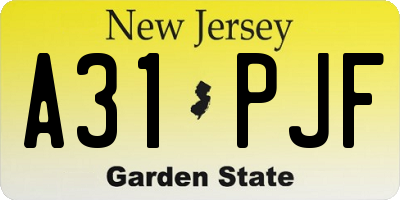 NJ license plate A31PJF