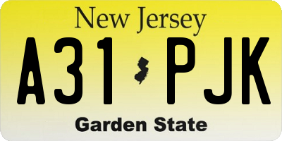 NJ license plate A31PJK