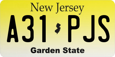 NJ license plate A31PJS