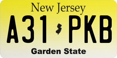 NJ license plate A31PKB