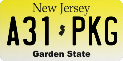 NJ license plate A31PKG