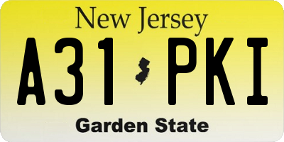 NJ license plate A31PKI