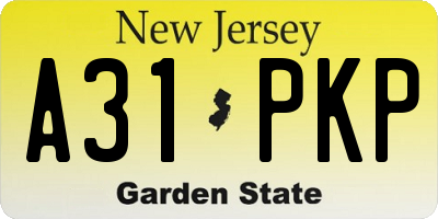 NJ license plate A31PKP