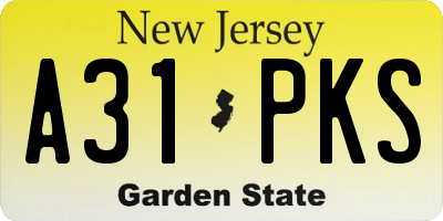 NJ license plate A31PKS