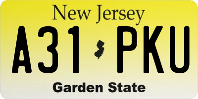 NJ license plate A31PKU